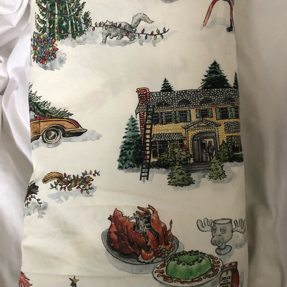 Pottery Barn National Lampoon's Christmas Vacation Percale Flat Sheet QUEEN